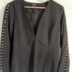 Womens Alfani black dress blazer with pearls accents on sleeves
